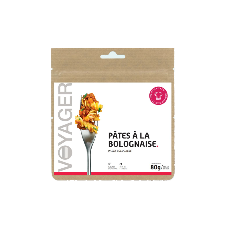 Plat Lyophilisé Pâtes à la Bolognaise 80g - 306 Kcal - Voyager
